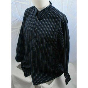 Alfani Fitted Black Blue Striped Men’s Dress Shirt